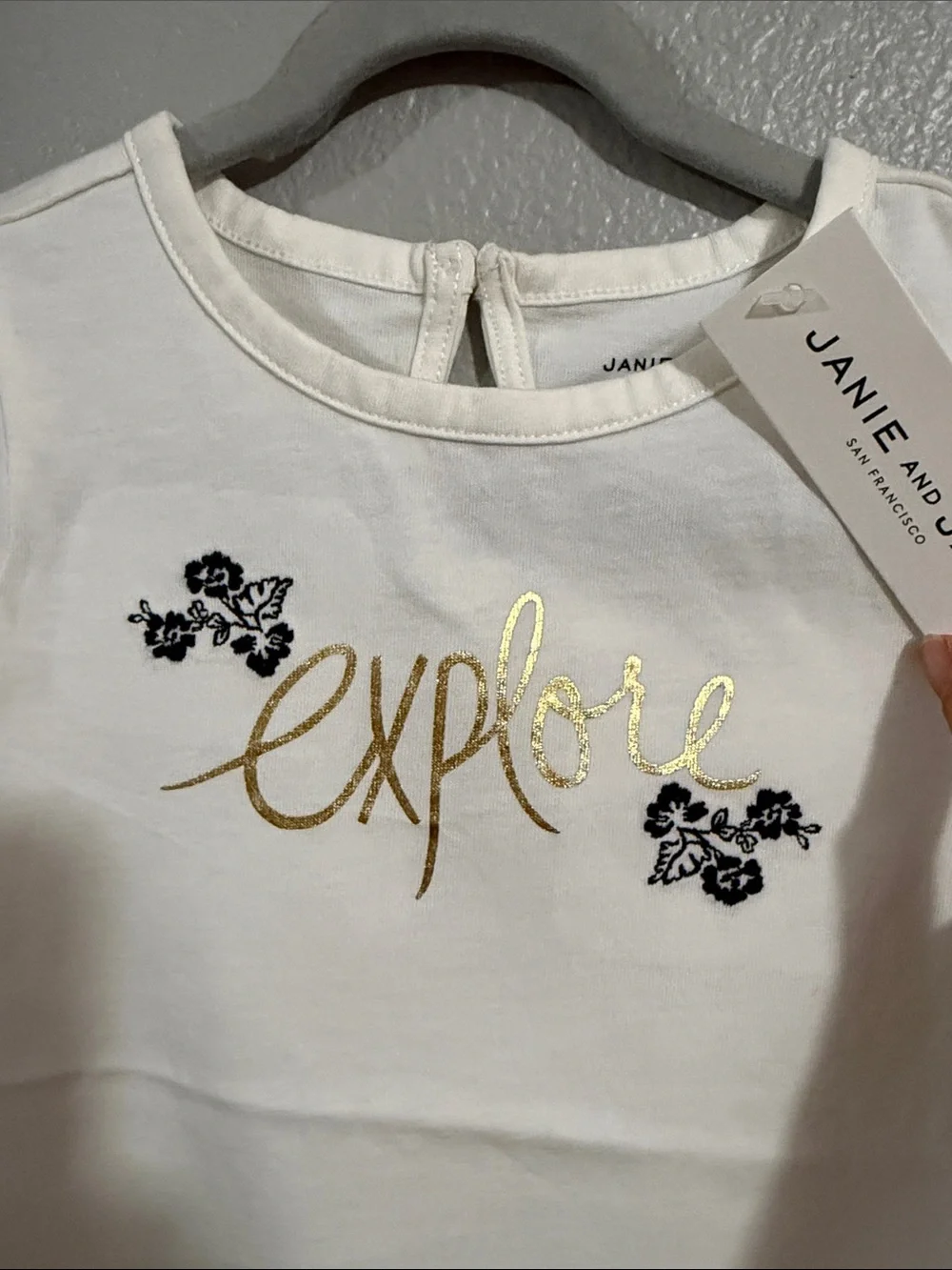 Janie and Jack size 4 girls short sleeve t shirt white cotton explore new